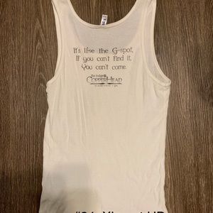 Basic white tank shirt wording, Copperhead Lodge